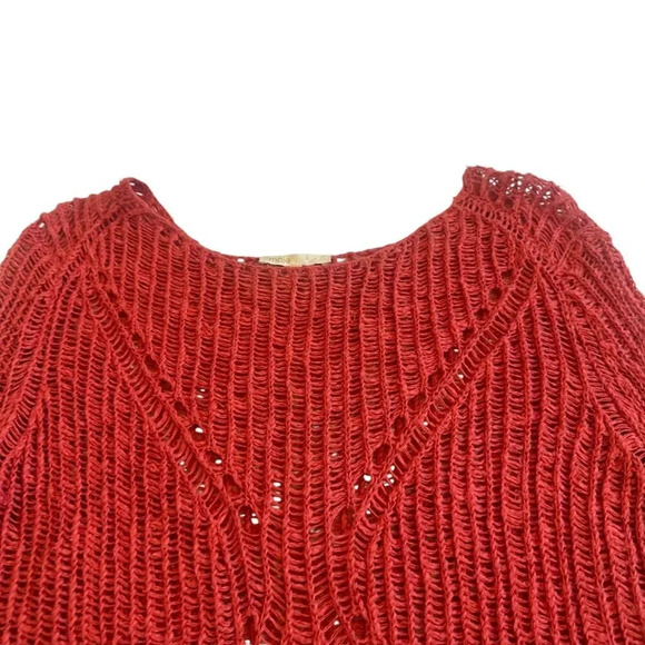 Maje Open Weave Woven Sweater Burnt Orange Pullover Cotton Size 1 Small Women's - Picture 4 of 13